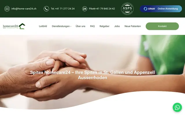 Startseite von home-care24.ch