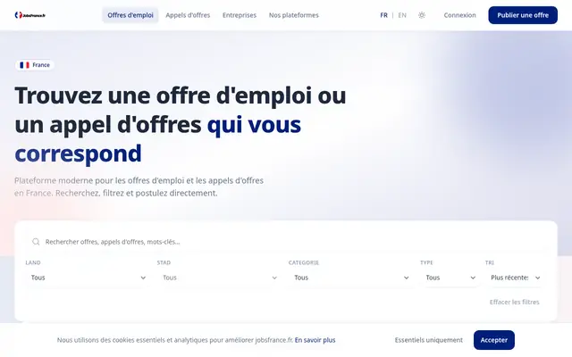 Startseite von jobsfrance.fr