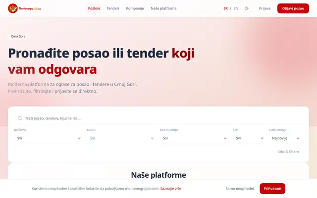 Startseite von montenegrojob.com