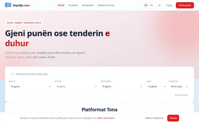 Startseite von shpallje.com